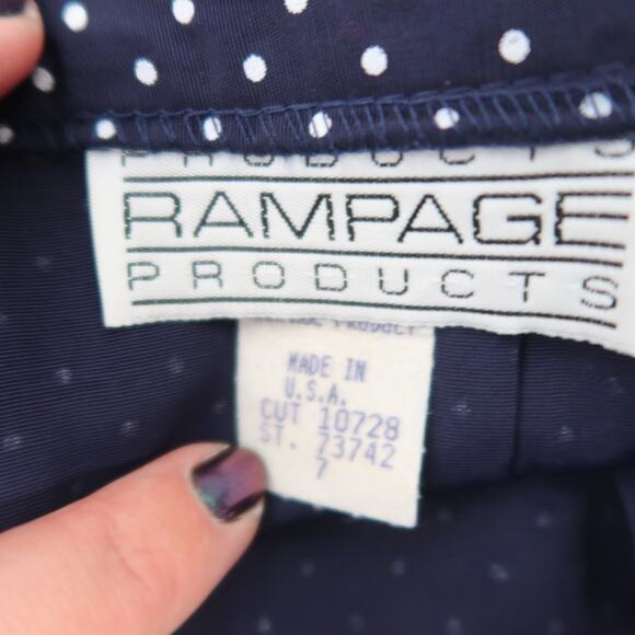 Vintage 80s Rampage navy blue and white polka dot skirt blazer suit set 7 - Picture 7 of 11